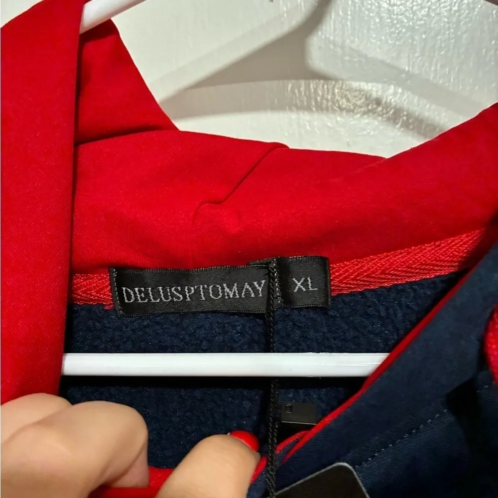 Delusptomay Men’s Boston Navy and Red Men's Hoodie Size XL NWT